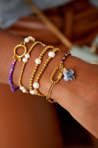 Edelstahlarmband Steine und Kette Schwarz h5 Bild2
